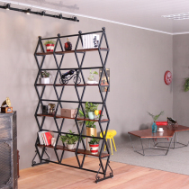Nordic Modern Iron Art Rhombus Shelf Fashion Minimalist Shelf Living Room Genguan Landing Partition Creative Hollowed-out Screen