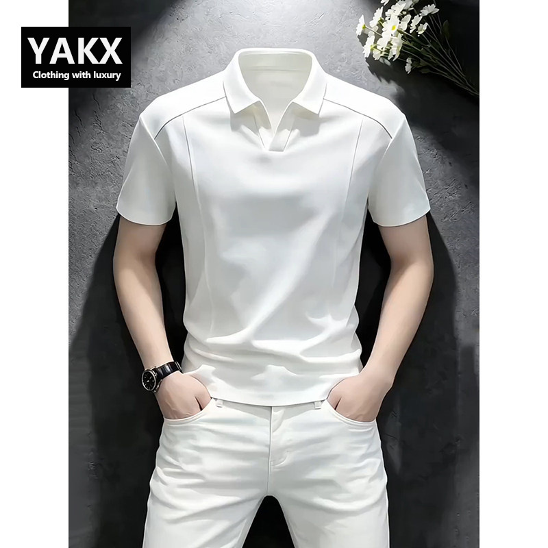 High-End Seagull Collar Polo Shirt Men's Short-Sleeved T-Shirt 2026 New Summer Trendy Brand Handsome Top Clothing for Men