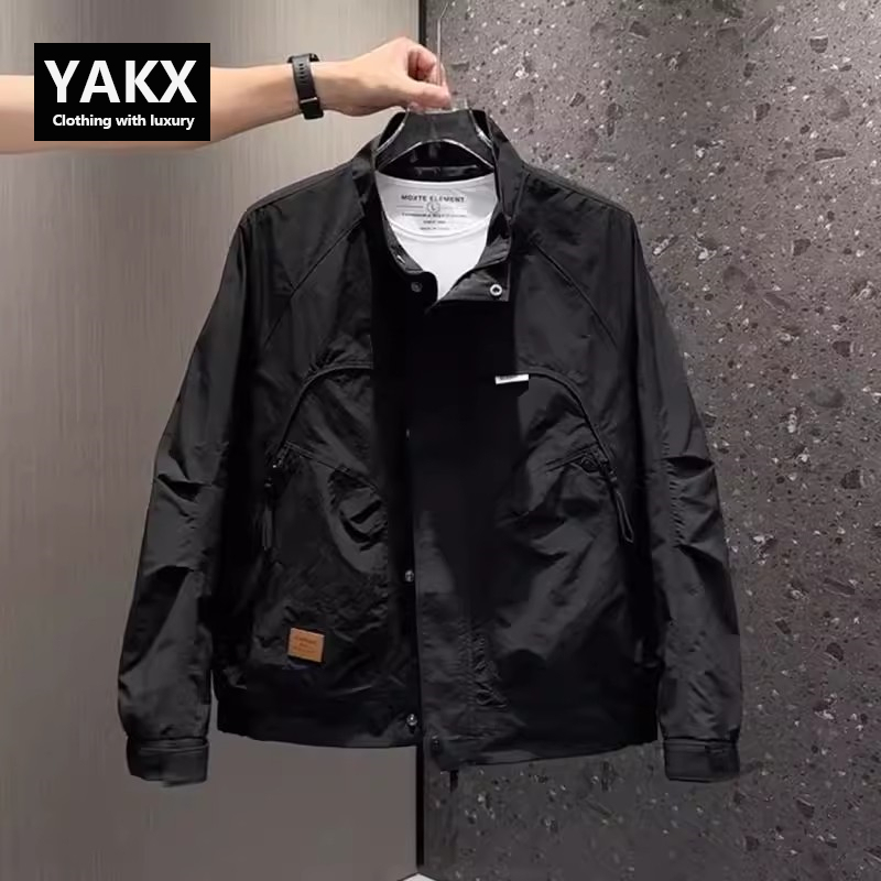 High-End Workwear Stand-Up Collar Jacket for Men, Spring and Autumn 2026 New Popular Men's Loose-Fitting Outdoor Jacket