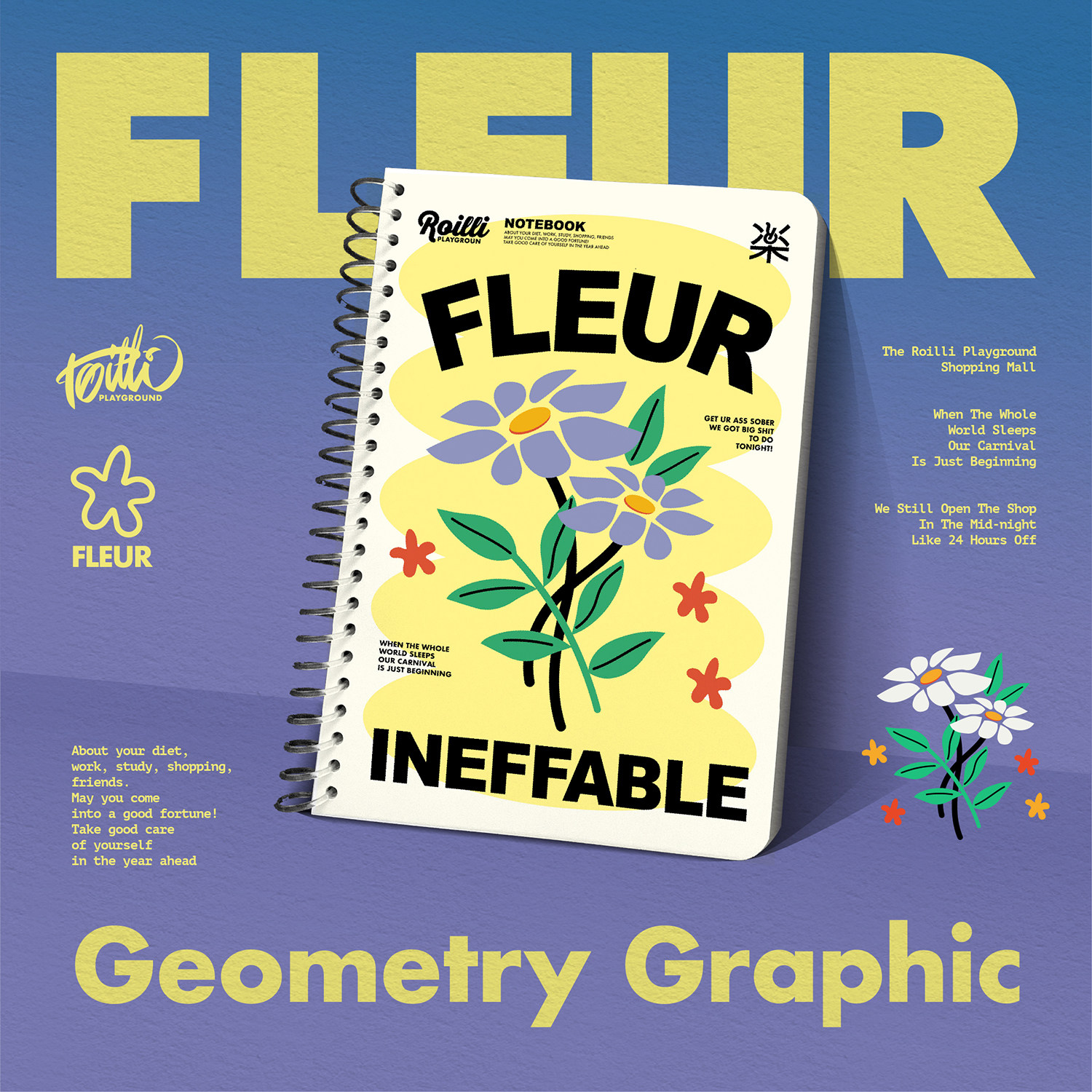 ROILLI Circus Geometric Handbooks Ben Full Color Design Spiral Coil Notebook for Painting Decoration