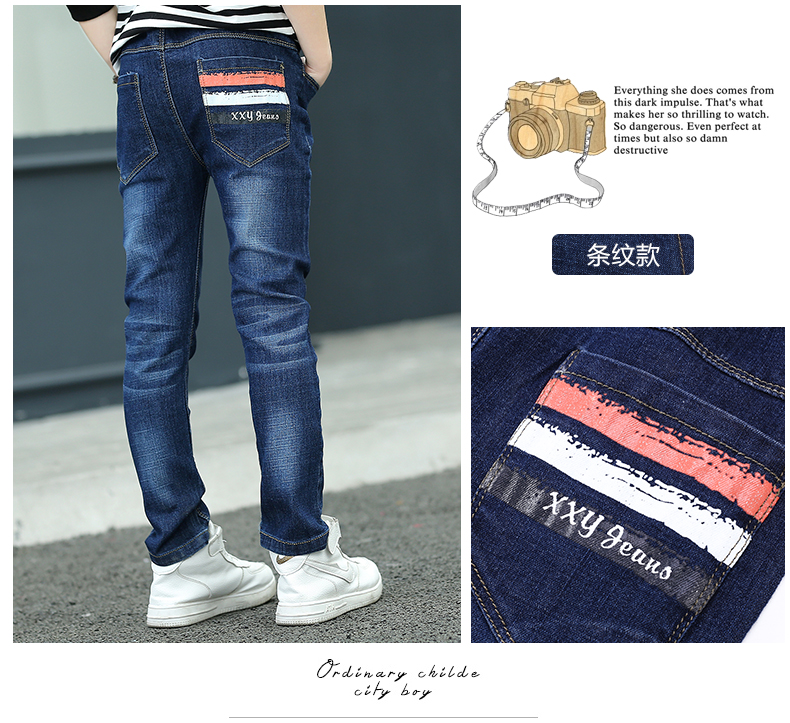 2018 quần áo trẻ em chàng trai mới jeans mùa xuân và mùa thu quần jeans trẻ em trong trẻ em lớn của quần mỏng