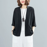 Пиджак классического кроя для отдыха, тонкая одежда для защиты от солнца, из хлопка и льна, оверсайз