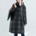Mùa thu và mùa đông cộng với kích thước áo len nữ trùm đầu chất béo mm dài phần len cừu cộng với áo len kẻ sọc nhung dày - Áo khoác dài