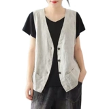 Японский жилет без рукавов, цветная куртка, из хлопка и льна