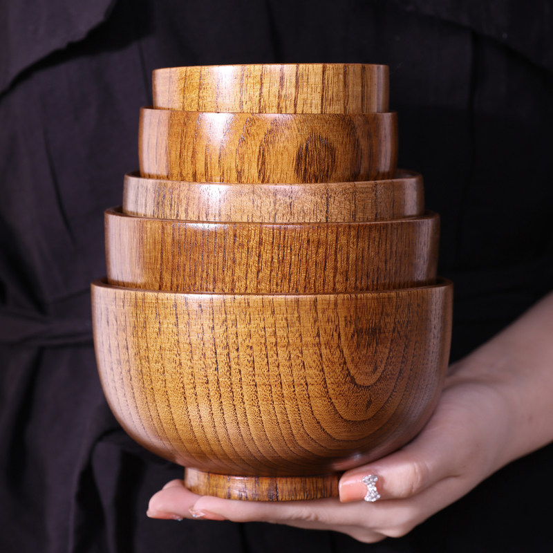 Joywood Youtasina Zinosae wood whole solid wood bowls Home adults Japan-ROK-style rice bowls Blister Noodles Bowl wood Children's cutlery