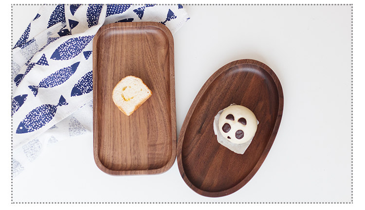 Gỗ óc chó đen Phong cách Nhật Bản Đĩa gỗ Rắn Khay gỗ Hộ gia đình Dim Sum Đồ ăn nhẹ Bánh mì bằng gỗ Tấm gỗ Đĩa Tấm Tấm khay gỗ decor