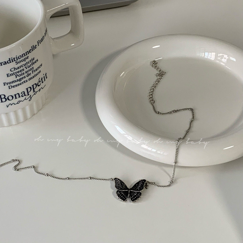 oh my baby retro distressed butterfly necklace collarbone temperament all-match niche design bohemian