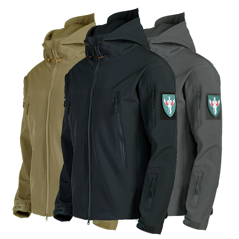 Sharkskin Softshell Jacket for Men and Women, Three-In-One Tactical Windproof Jacket, Autumn and Winter Waterproof, Fleece-Lined, Thickened and Warm