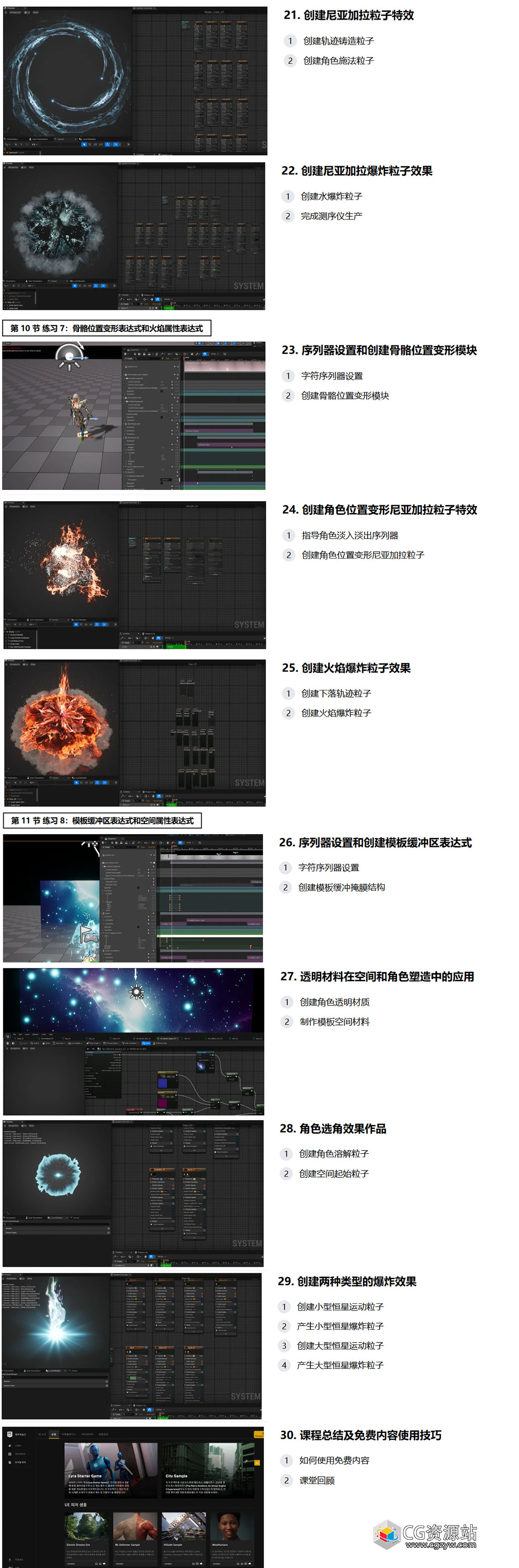 中英文字幕-UE5 Niagara制作高级奇幻魔法水火土雷电冰霜爆炸剑气能量特效教程 第二套-图片4