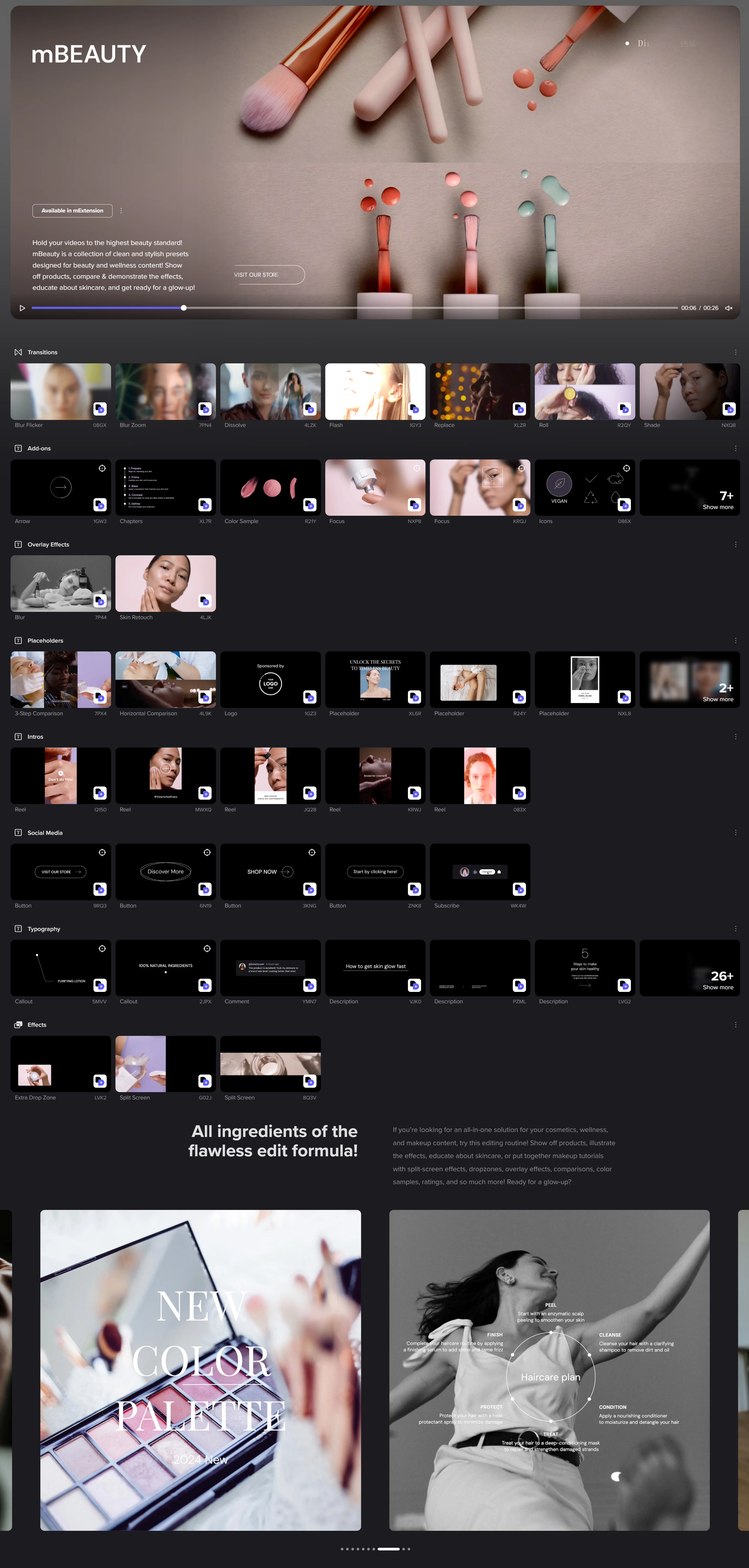 FCPX插件-75个时尚美妆产品视觉包装文字标题转场展示动画预设+ LUT调色预设 mBeauty-图片2