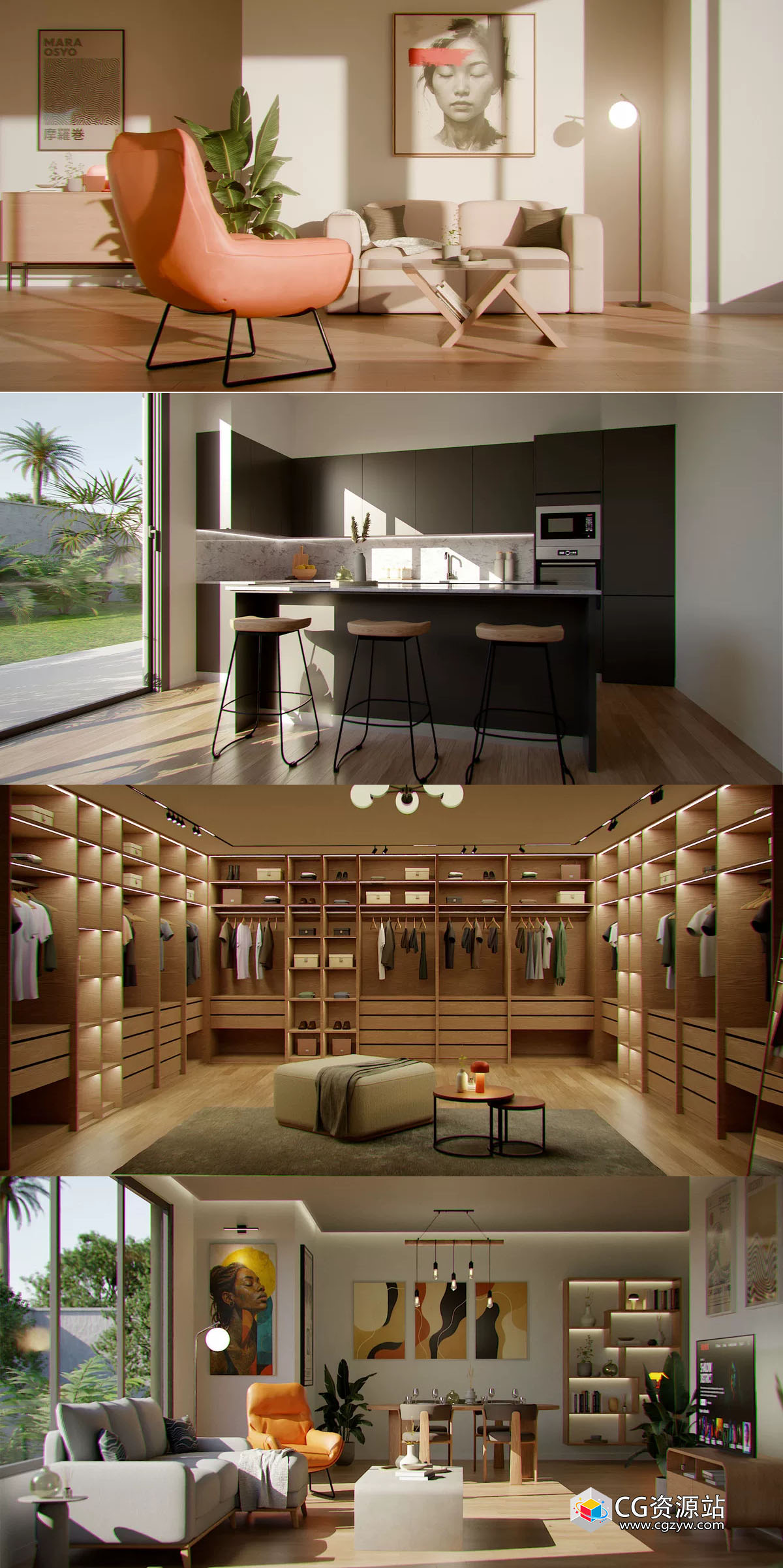 Blender程序化室内布局家具装饰摆放插件资产预设 Procedural Interiors V1.0+ 中文字幕教程-图片2