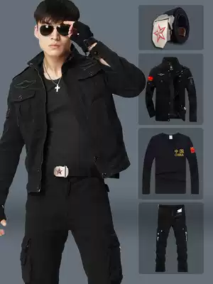 Outdoor tactics black training camouflage uniforms men's coats overalls special forces autumn and winter plus velvet thickened winter wear
