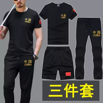 Military embroidery Chinese short sleeve T-shirt Special Forces leisure sports tactical suit men summer training clothes