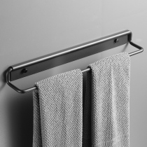 Bathroom towel rack non-perforated toilet single pole black light luxury simple creative hanging towel bar space aluminum toilet