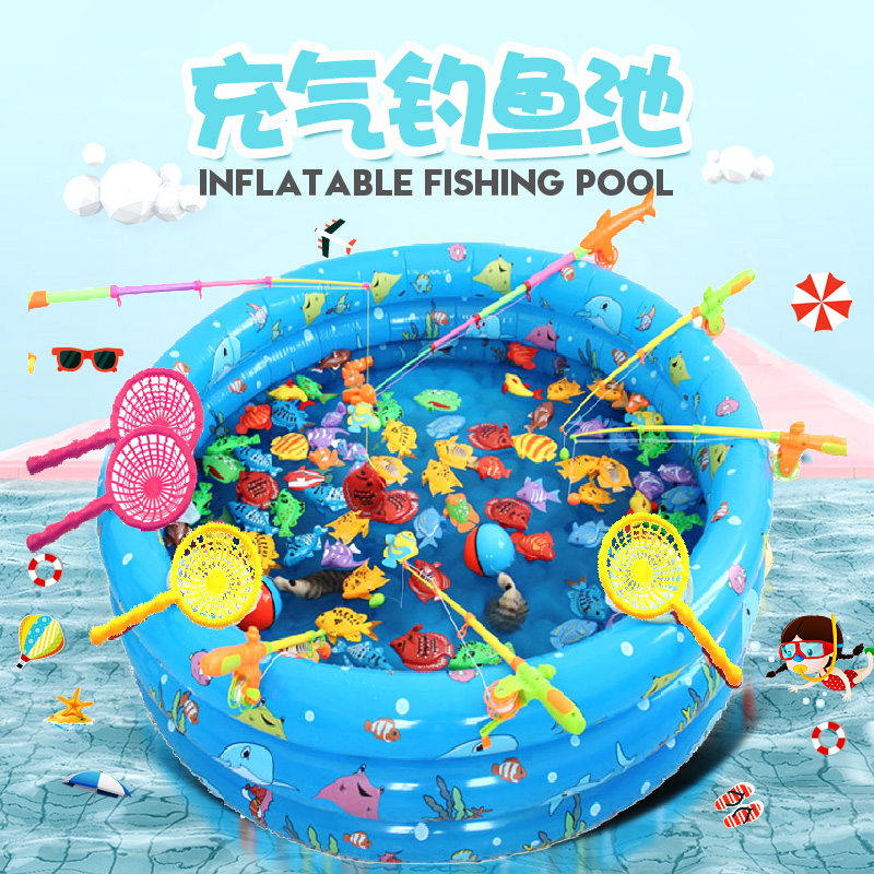 Children's thickened fishing pond Square Night Market stalls Outdoor stalls Children inflatable toys fishing fish pond Commercial round