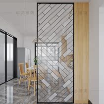 Modern minimalist Living room Entrance Decoration Genguan Partition Background Wall Clip Silk Glass Custom Art Glass Screen