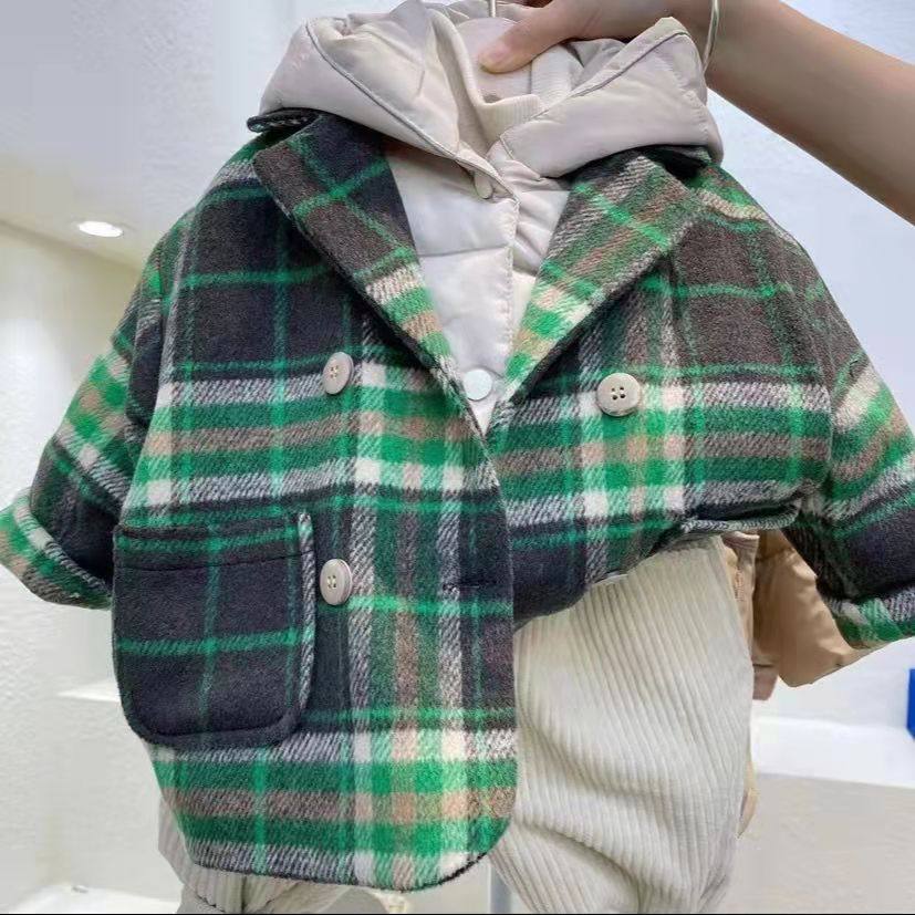 Male and female fur coats thickened coat winter style 2021 Han version baby Winter clip cotton detachable fake two sets