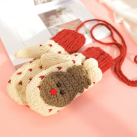 Трикотажные демисезонные перчатки ручной работы, милый мультяшный флисовый удерживающий тепло шерстяной комплект, в корейском стиле