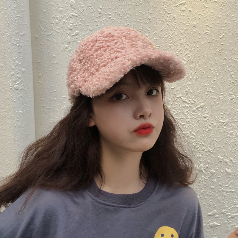 韩版秋冬帽子女加厚保暖羊羔毛棒球帽可爱毛绒纯色百搭学生鸭舌帽 汇商集团 开源商城 韩版秋冬帽子女加厚保暖羊羔毛棒球帽可爱毛绒纯色百搭学生鸭舌帽 汇商集团 开源商城