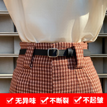 ins style Korean version of tide black mens small belt decoration non-porous belt womens jeans Joker Net Red fashion students