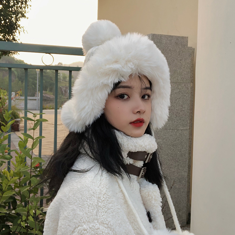 Hat female winter Korean version wool cap warm ear protection Lei Feng hat autumn and winter students all-match knitted plus velvet windproof