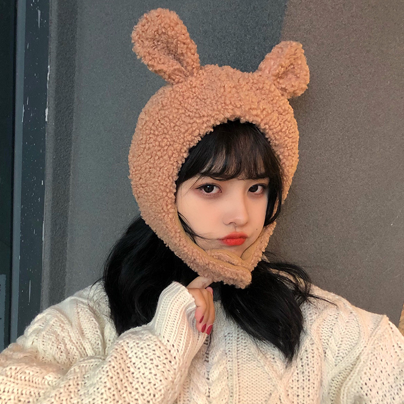 Hat women autumn winter Korean version of the versatile Japanese cartoon red model thick warm ear protection fashion Lei Feng hat female tide