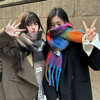 Радужный демисезонный утепленный универсальный шарф из искусственного меха, изысканный стиль