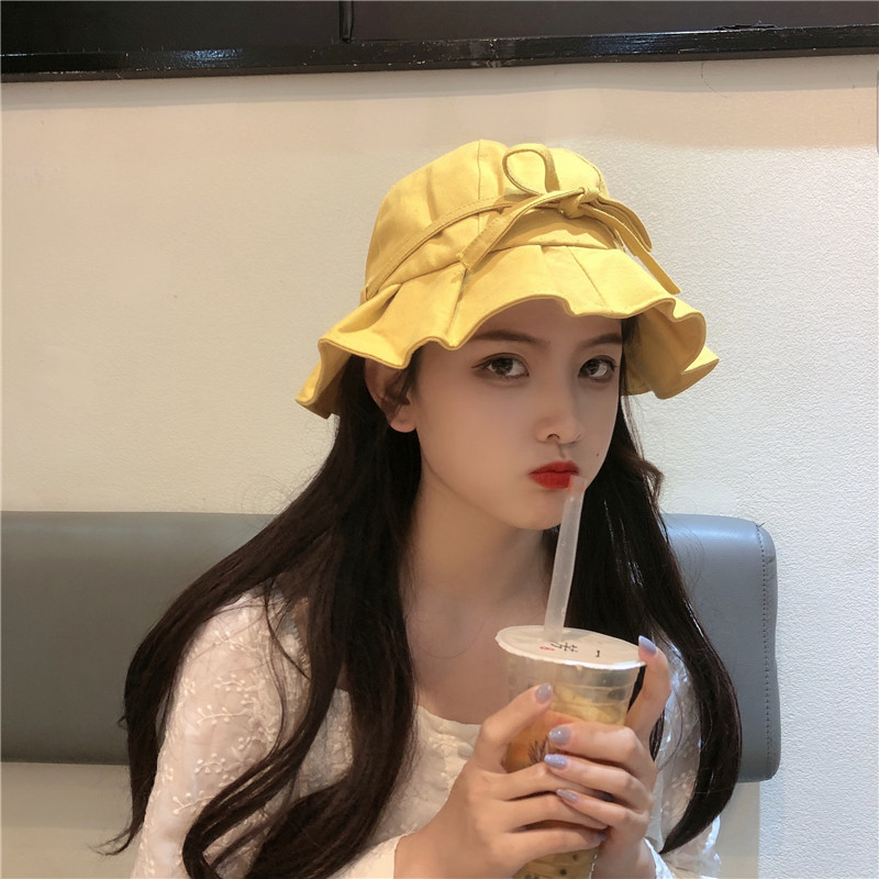 Fisherman's Hat Female Japanese Spring and Summer Han Edition with shade hat shade sweet cute butterfly bowl hat tide