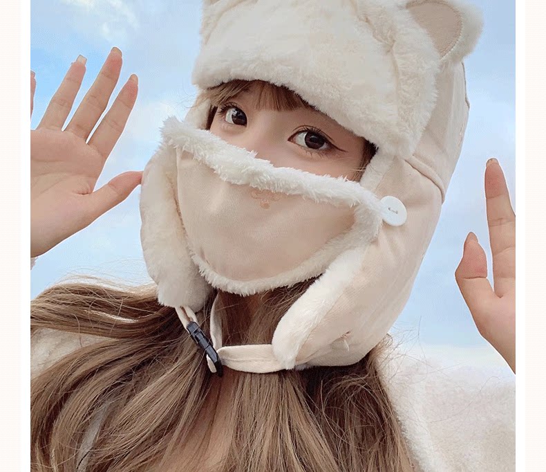 Зимняя бархатная удерживающая тепло медицинская маска, ветрозащитная шапка, увеличенная толщина, в корейском стиле      