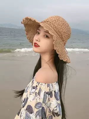 Bowknot straw hat female summer hipster foldable beach hat seaside hat female sunshade sun sun hat