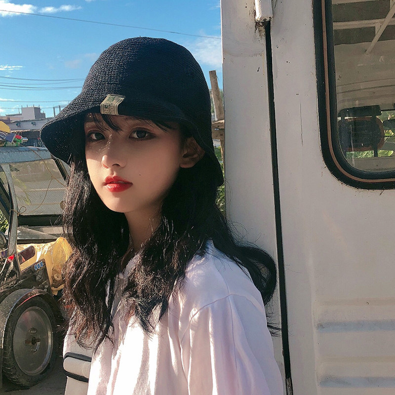 Fisherman hat female Korean version of leisure solid color wild Japanese summer sunscreen hat Sun hat washbasin hat Tide bucket hat