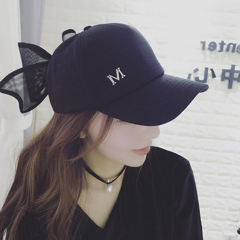 Cap children Summer Korean version 100 Lap Duck Tongue Cap Woman Sunscreen Hood Cocoa Same Bow Tie M Mark Baseball Cap