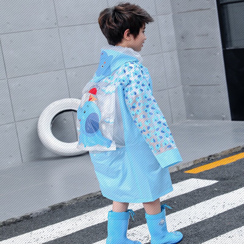 (Flagship store) thick children's raincoat student raincoat boy waterproof poncho belt school bag