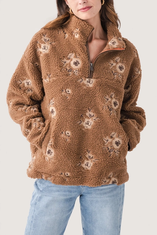 American Niche Brand Rd Women's Autumn and Winter Barn Style Sherpa Fleece Embroidered Zipper Stand Collar Long-Sleeve Sweatshirt American Niche Brand Rd Women's Autumn and Winter Barn Style Sherpa Fleece Embroidered Zipper Stand Collar Long-Sleeve Sweatshirt