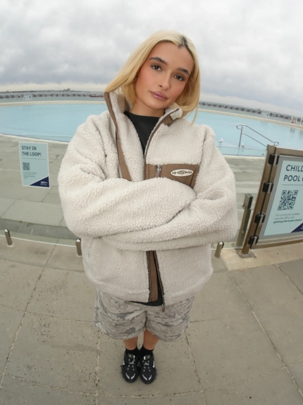 Australian Khrma Unisex Autumn and Winter Versatile Thick Warm Color-Blocked Zip-Up Stand Collar Sherpa Fur Jacket Australian Khrma Unisex Autumn and Winter Versatile Thick Warm Color-Blocked Zip-Up Stand Collar Sherpa Fur Jacket
