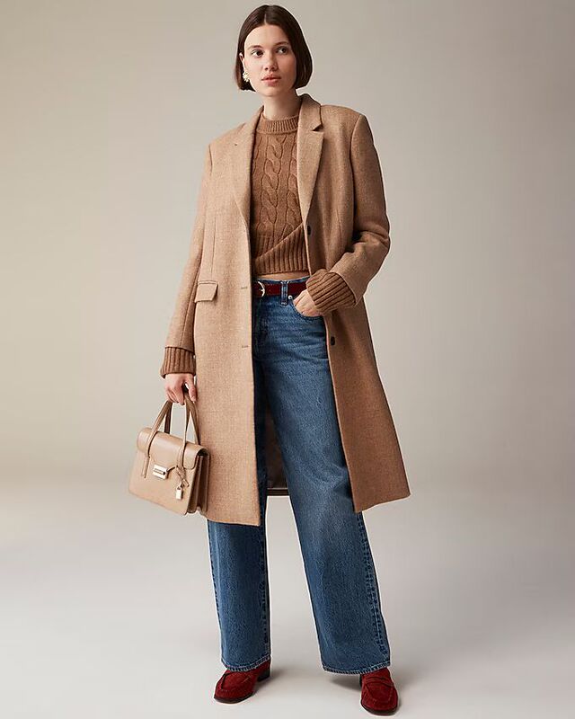 24 Autumn and Winter American Jcr Women's Old Money Style Work Clothing Simple White Italian Melton Wool Nylon Coat