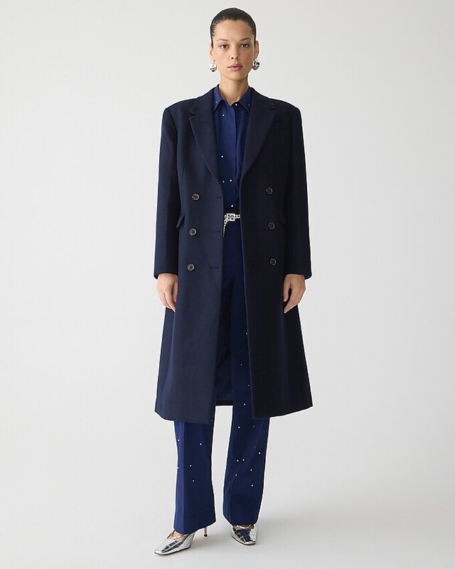 Discount Season American Jcr Women's Work Clothing Simple Lapel Italian Melton Double-Breasted Woolen Coat