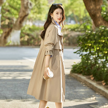 Khaki casual high-end brand long women's windbreaker 2024 spring new drawstring waist collection super beautiful coat