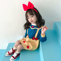 2019 autumn and winter new girls snow white skirt Western style knitted fake two-piece childrens baby girl dress autumn