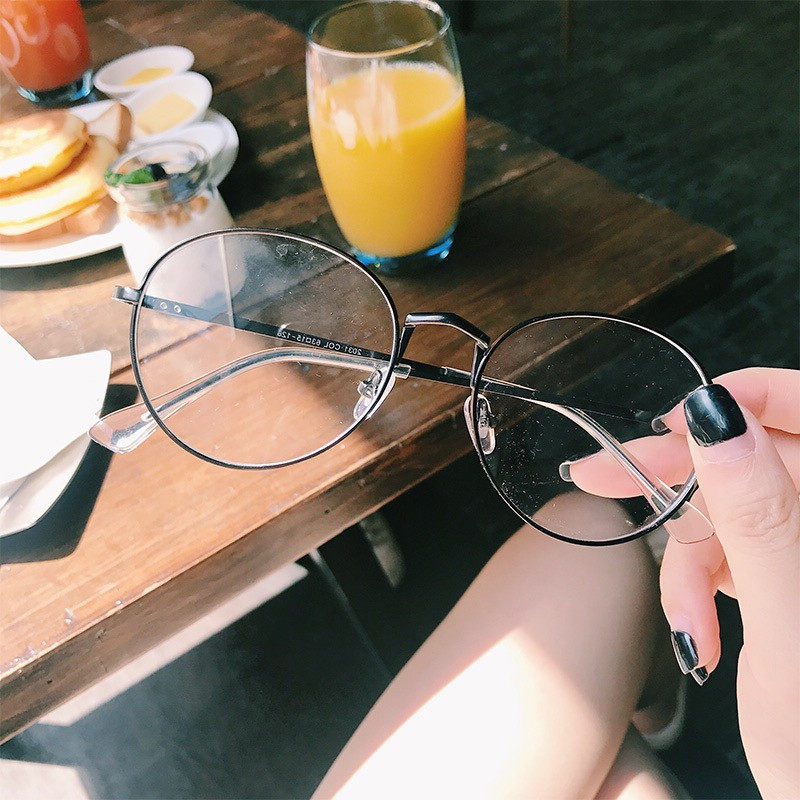 Retro ulzzang glasses frame Lin Xiaozhai Wang Junkai Sydney same style flat mirror female myopia glasses with degree
