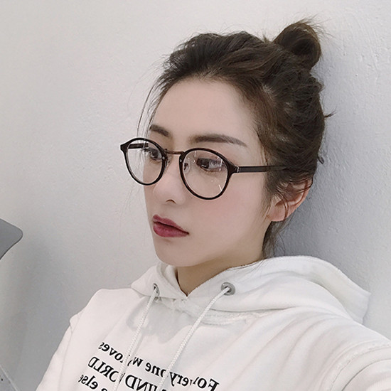 Wang Liuwen's glasses of the same style retro round glasses frame plain mirror big face slimming ultra-light glasses can be equipped with degrees