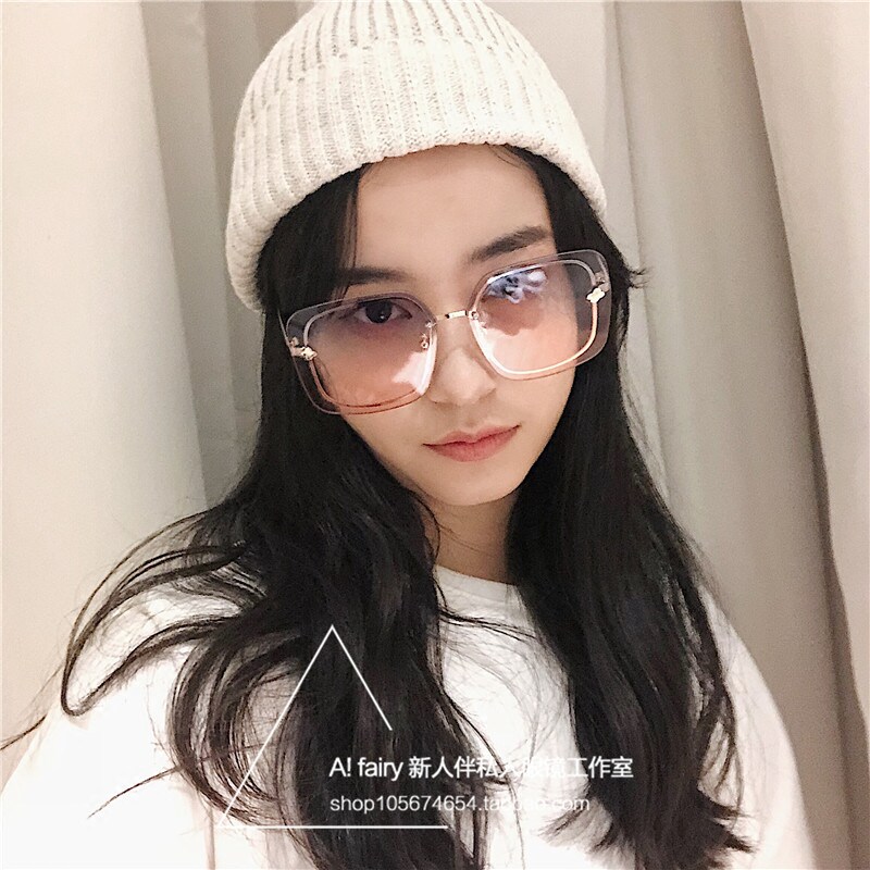 European and American new style sunglasses women's round face is thin large frame personality net celebrity star sunglasses women's square glasses trend