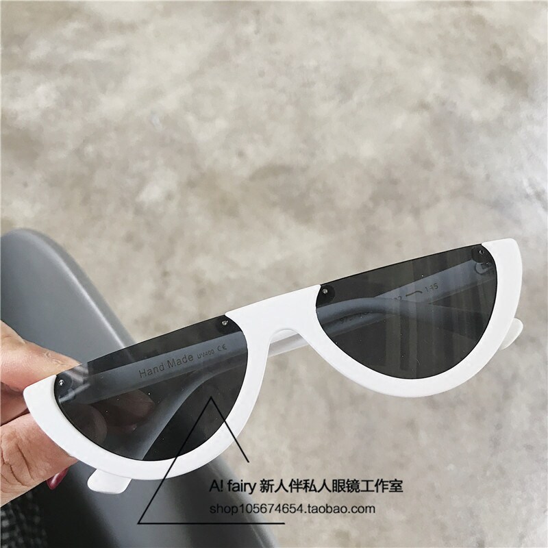 European and American semiframe sunglasses port wind high street retro cat eye sunglasses street photograph of the same sunglasses flat mirror