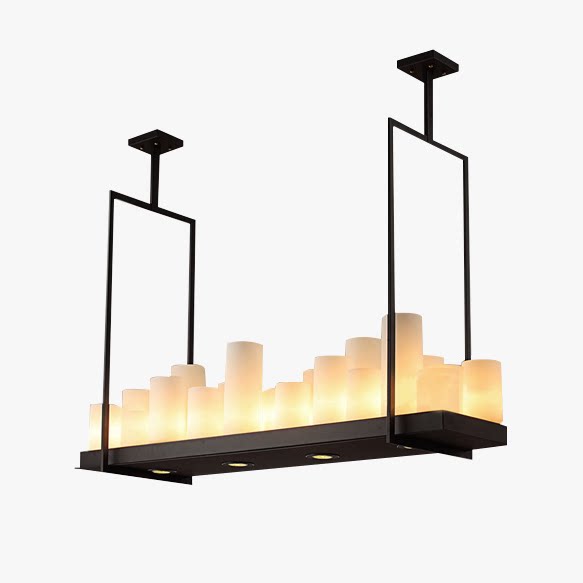 北欧简约美式乡村创意复古工业风长方形餐厅吧台烛台蜡烛吊灯LED