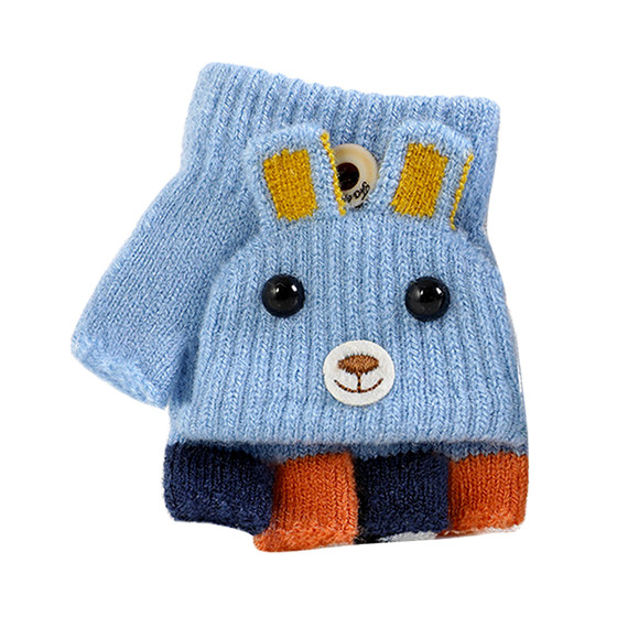 Spring and autumn thin models 1-2-3 years old baby children's gloves baby half-pointer knitted wool one or two years old girls and boys