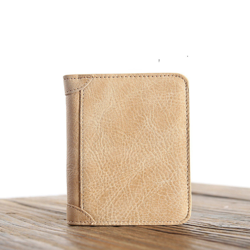 Renaissance headskin men short wallet students simple wallet wallet cross vertical ultra-thin casual leather wallet tide