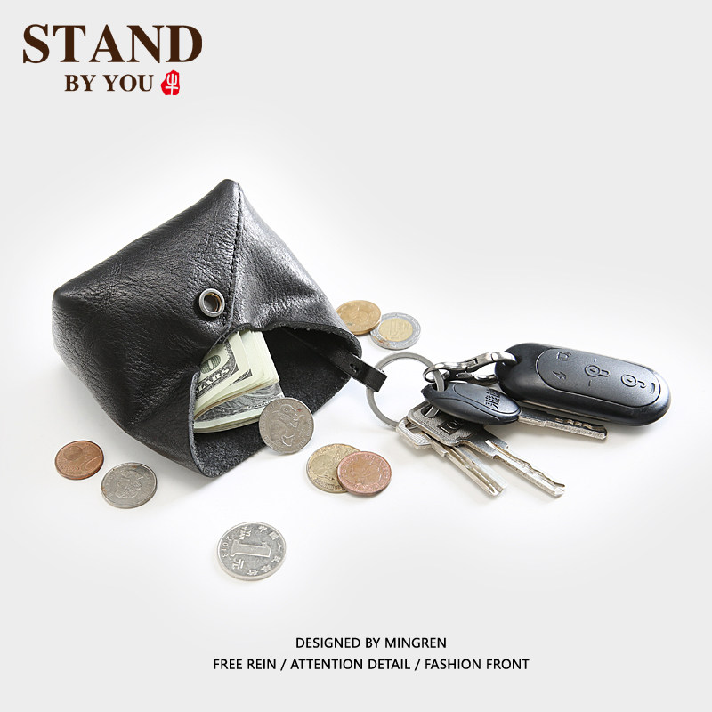 Upscale Implanted Tanning Head Layer Cow Leather Zero Wallet Containing Bag Men Genuine Leather Small Wallet Short multifunction Key Pack 1
