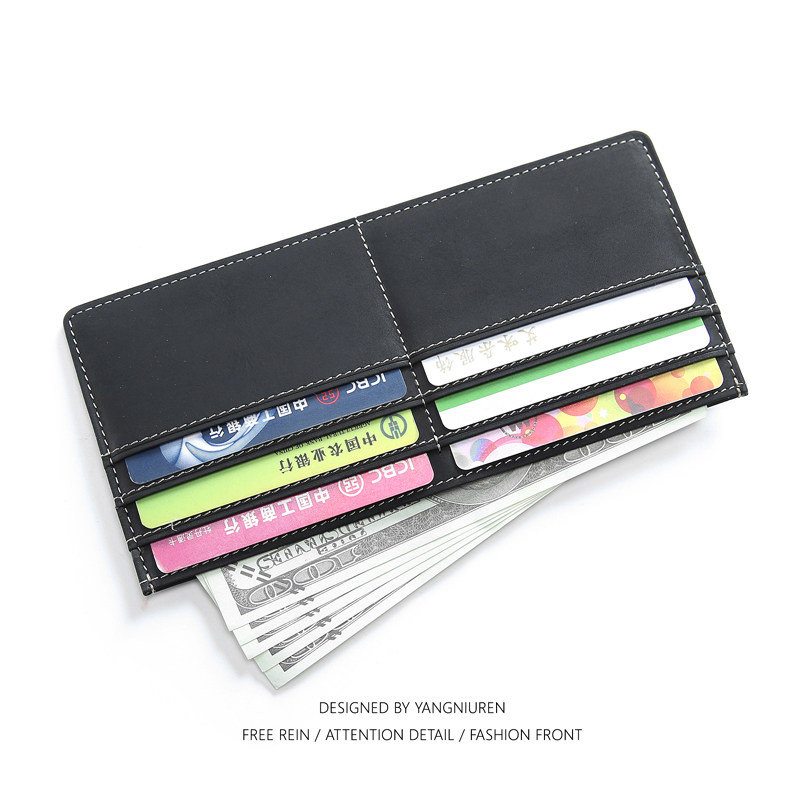 Original men's retro headlayer cow leather ultra-thin long version wallet genuine leather mad mapleather wallet card bag women money clip