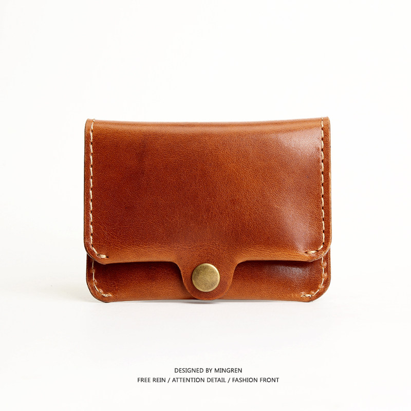 Homemade Artisanal Tanning Leather Wallet for Men Short Money Small Money Pack Retro Tide Card Bull Leather Card Bag Genuine Leather Driver's License Bag