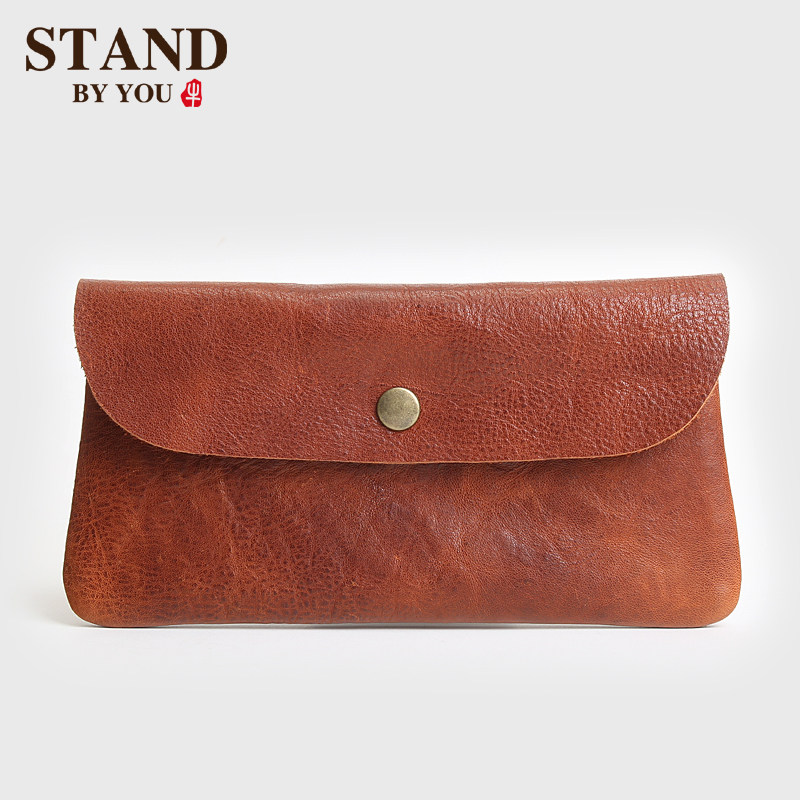 Retro Handmade Long Version Wallet Man Super Slim Head Layer Bull Leather Money Clip Genuine Leather Large Capacity Men Student Leather Wallet Brief